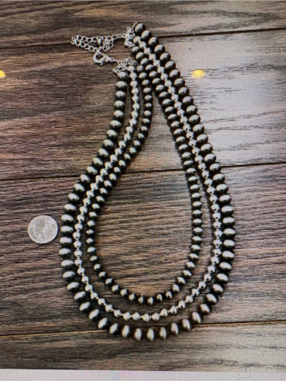 ISAC Handmade Navajo-Style 3-Strand Western Silver Bead Necklace 24"-29" NWT - Picture 4 of 5